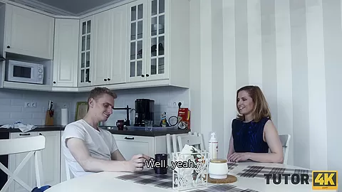 TUTOR4K. Boy deletes tutors dress and harshly fool around with older woman