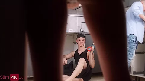 Girl with oriental features gets off on double penetration