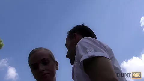 HUNT4K. Perfectly shaved pussy and tight ass get in hands of hunter