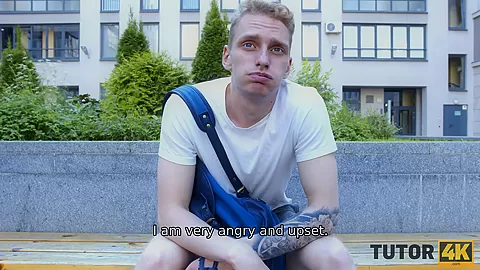 TUTOR4K. Man comes to tutor to fight but decides to better be carnal