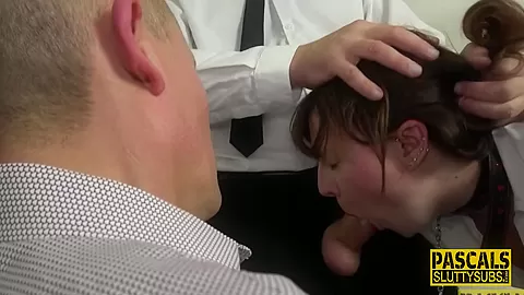 Milf submissive in threesome gets dped