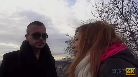 HUNT4K. teen 18+ ginger tells the price of her pussy and stranger agrees