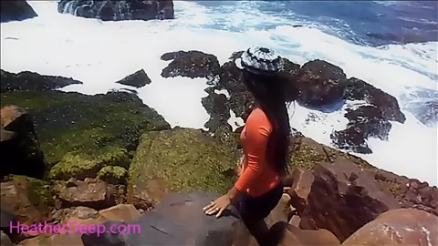 HD Heather Deep public outdoor deepthroat cum swallow HeatherDe