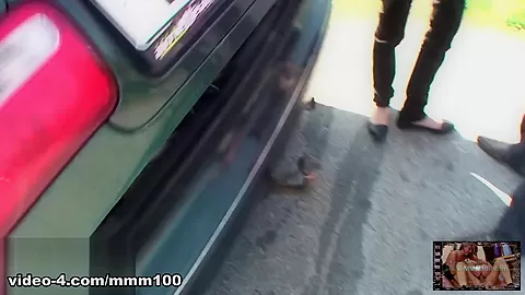 Brunette Fucked On The Roadside By 2 Mates - MMM100
