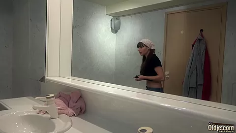 Old Young cleaning lady gets fucked by wrinkled grandpa