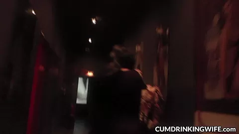 Slutwife Marion gangbanged by lots of guys at the Adult Theater