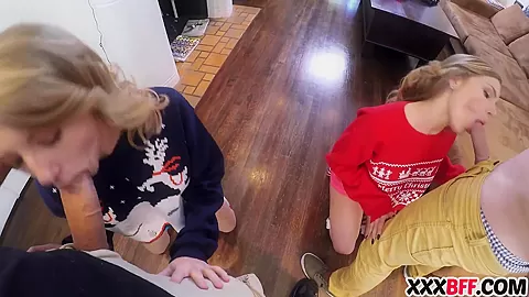 Hot friends get dick for xmas