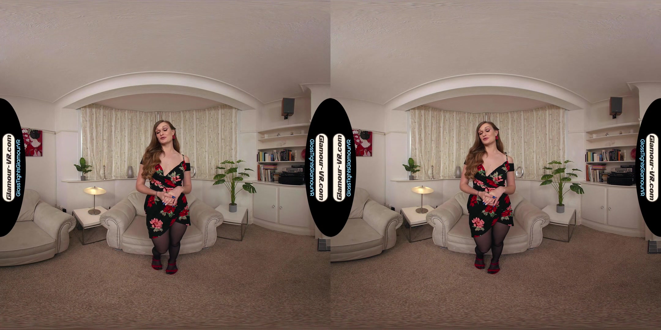 Honour May Black Floral Dress With Black Glossy Legwear Special X-Rated Treat - 8k Vr