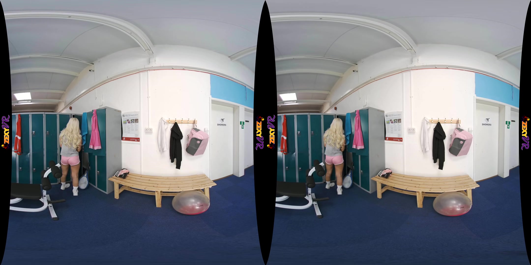 Off To The Showers - Big Ass Big Tits Gym Blonde Striptease