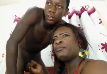 Black colombian shemale sucks her boy off and gets a load