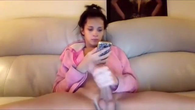 Nicole Strokes Her large Slab Of dong