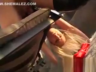 blonde shemale pounded Outside