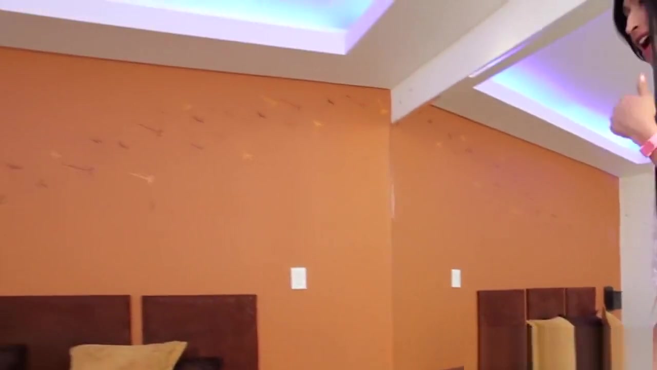 Stockinged latina tgirl fucked while tugging