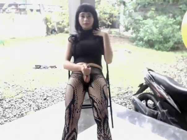 Cute Filipina Shemale In Fishnets Plays
