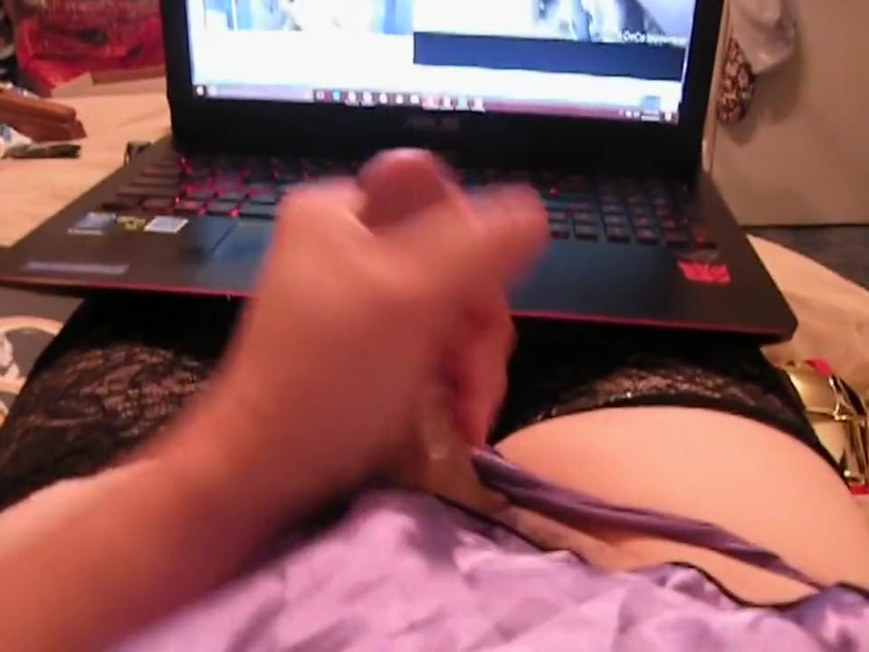 Purple Maid Crossdressing Handjob and MASSIVE Cum Shot