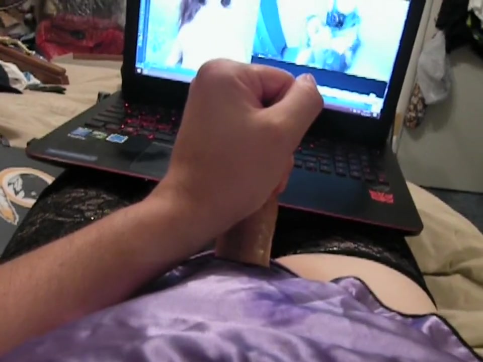 Purple Maid Crossdressing Handjob and MASSIVE Cum Shot