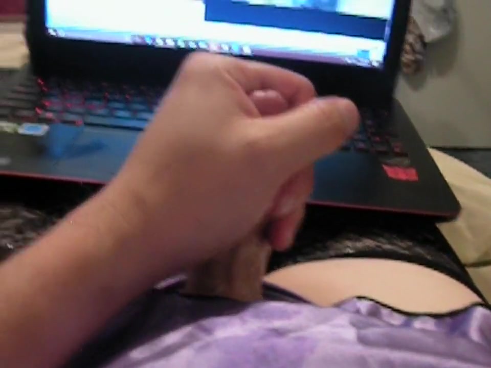 Purple Maid Crossdressing Handjob and MASSIVE Cum Shot