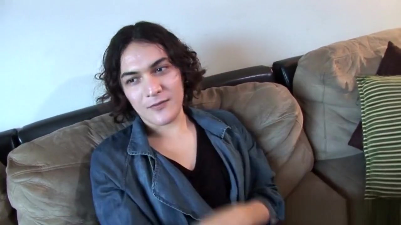 Auditioning tranny tugging her hard cock