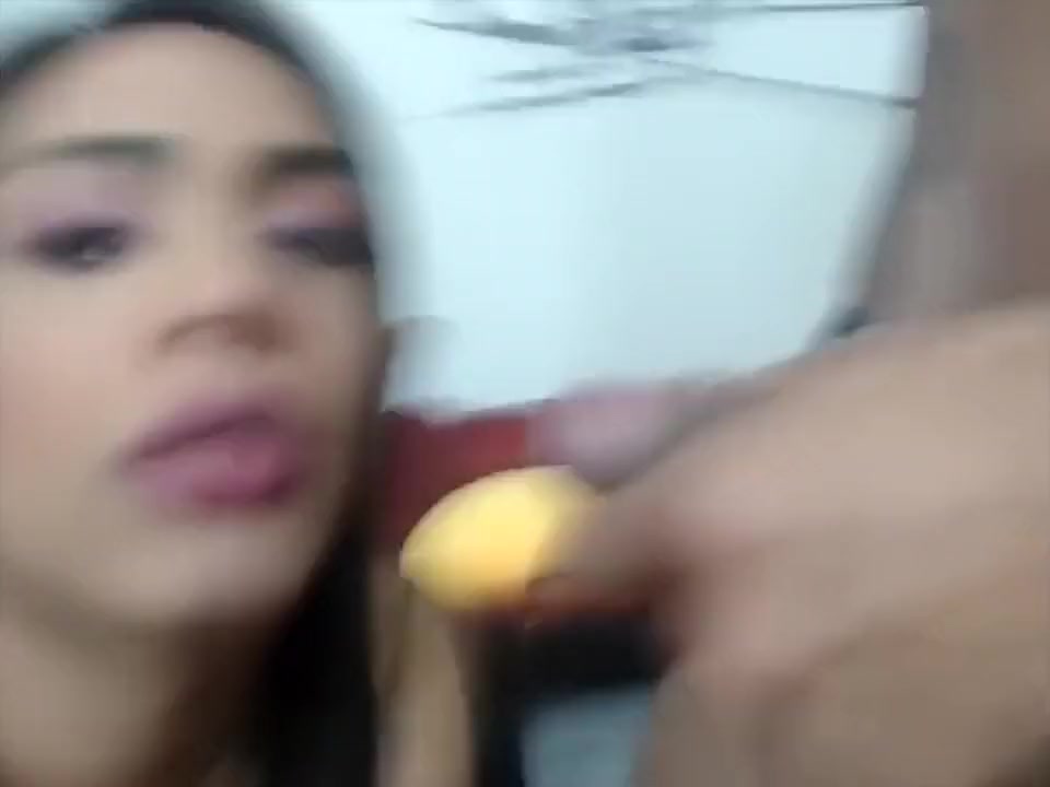 TS girlfriend gives blowjob in POV