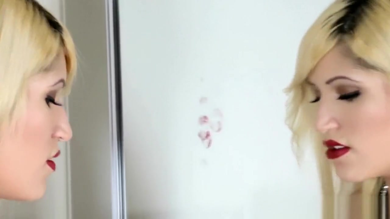 Blonde trans babe masturbating in solo action