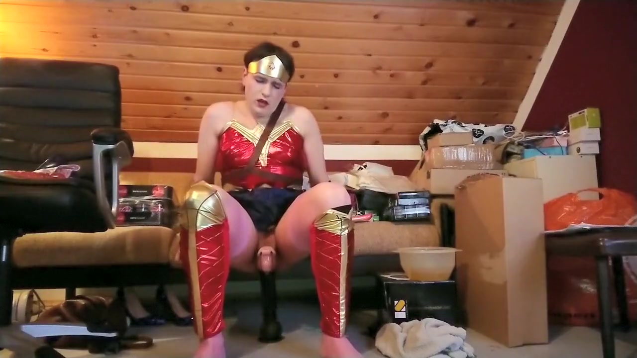 taking my black dildo as wonder woman again