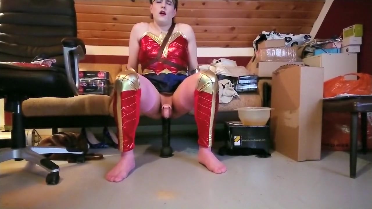 taking my black dildo as wonder woman again
