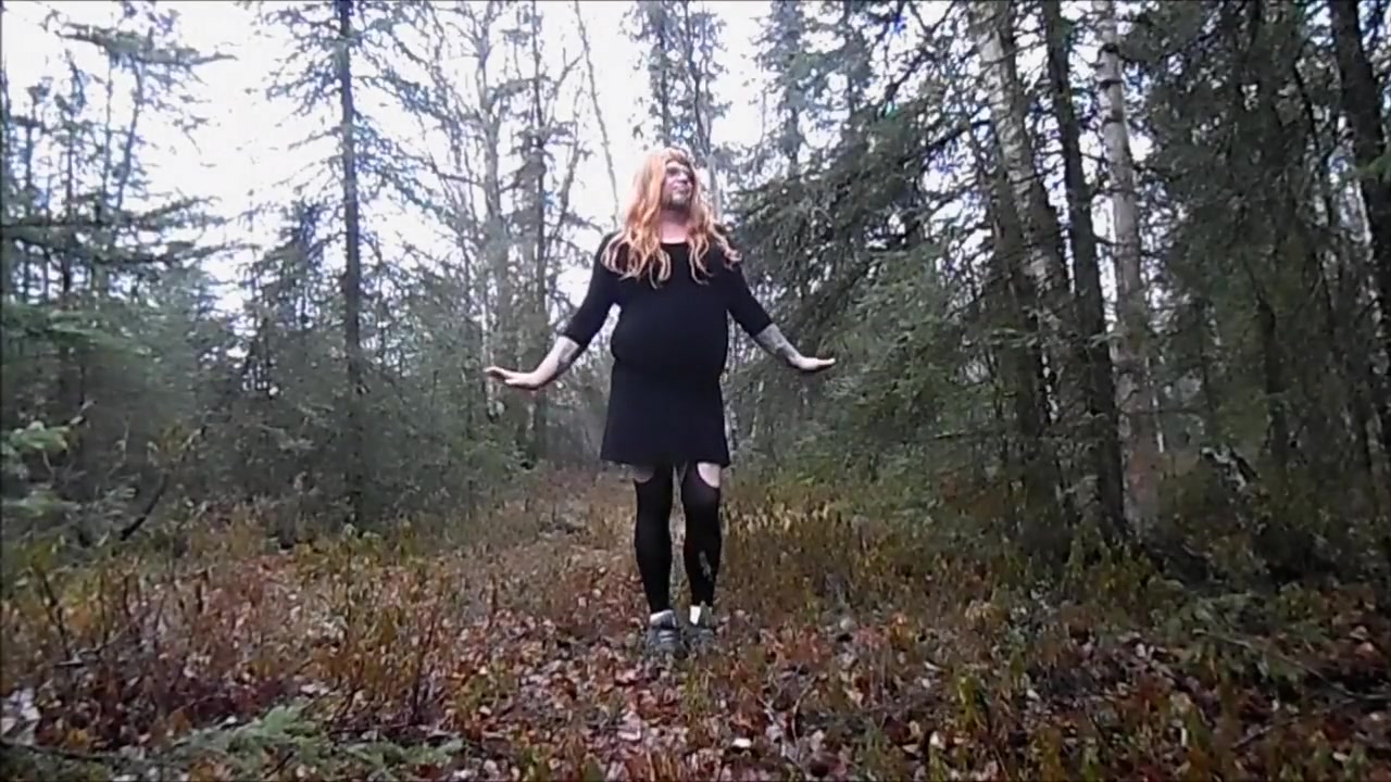 Crossdresser Strips Outdoors