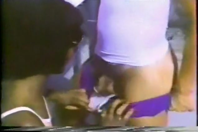 Vintage chocolate tgirl surprises pool boy with her cock