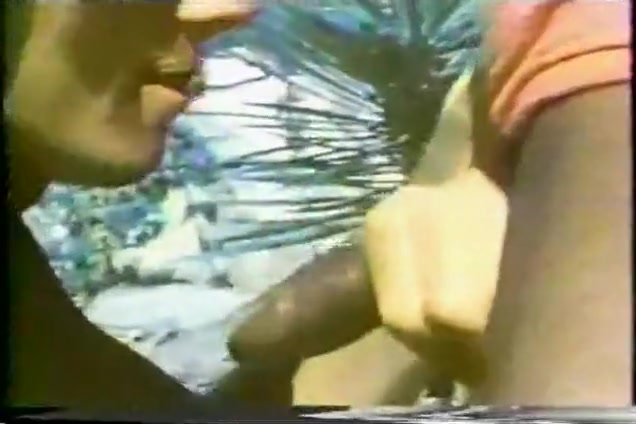 Vintage chocolate tgirl surprises pool boy with her cock