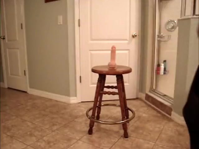 Solo ass fuck on stool in the bathroom