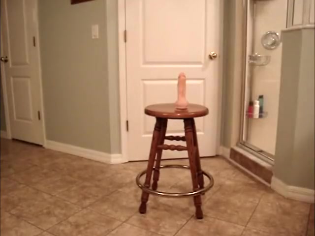 Solo ass fuck on stool in the bathroom