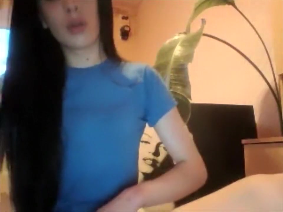 Cute brunette trap teases on webcam