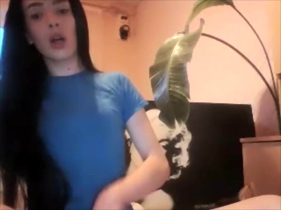 Cute brunette trap teases on webcam