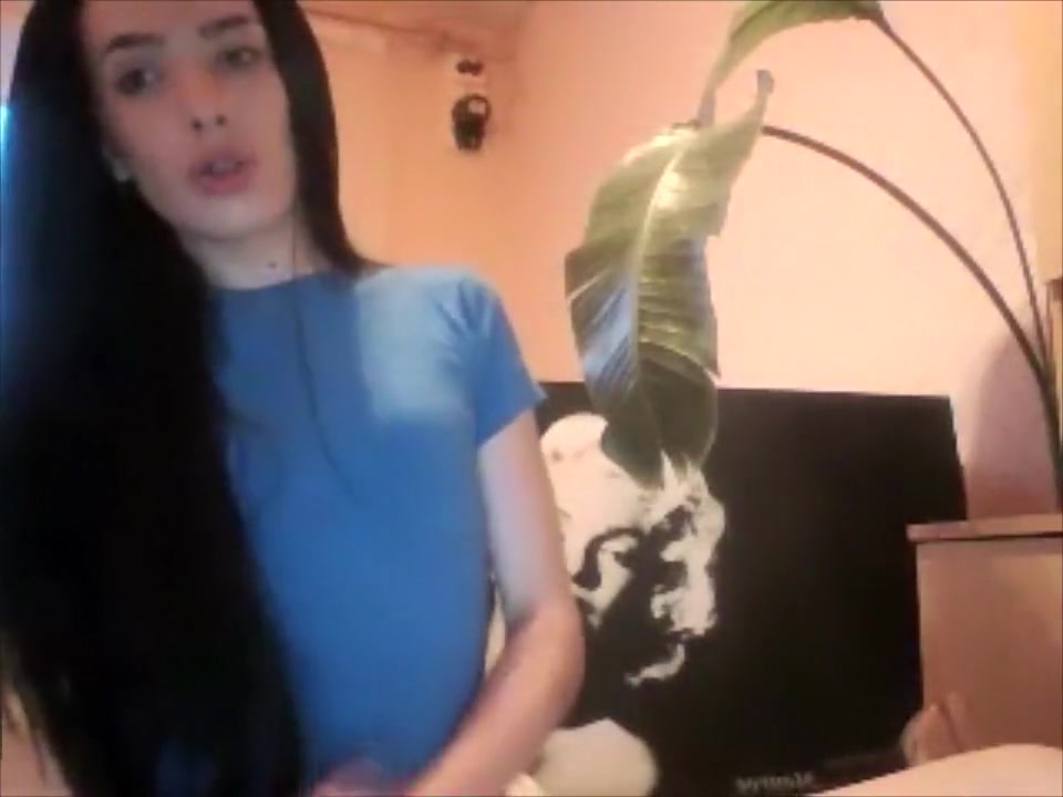 Cute brunette trap teases on webcam