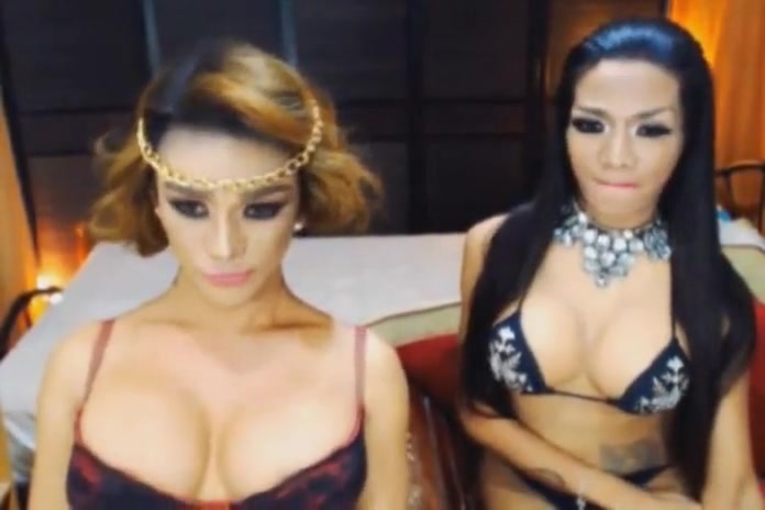 Two asian Exotic ladyboy playgirl anal job