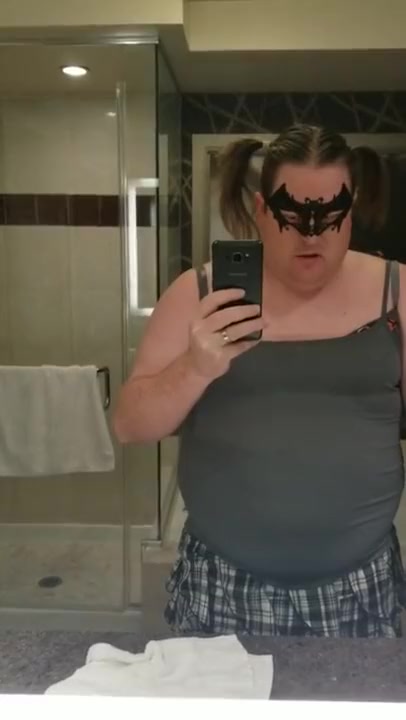 Lost bet in Vegas! Chubby sissy has to drink her piss and cum on Halloween