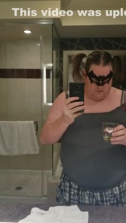 Lost bet in Vegas! Chubby sissy has to drink her piss and cum on Halloween