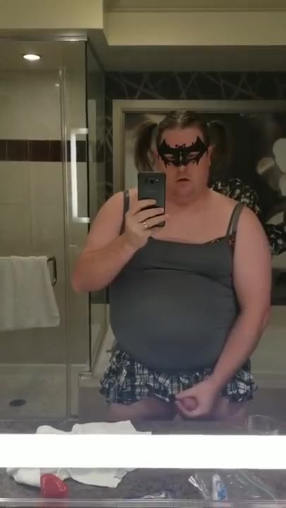 Lost bet in Vegas! Chubby sissy has to drink her piss and cum on Halloween