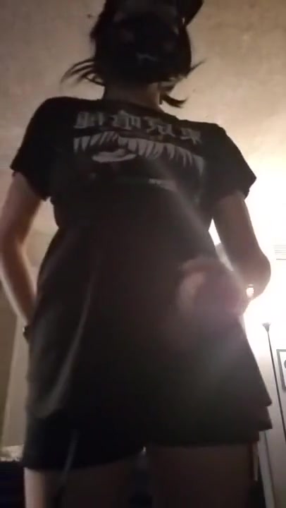 Crossdressing tall femme boy strokes cock and cums