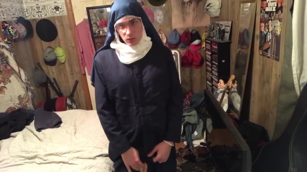 Tgirl Nun Strips And Shows Her Pussy For You(POV)
