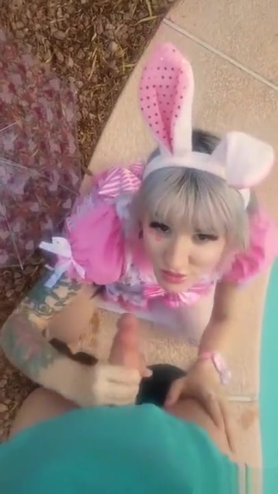 TS Bunny Lena Kelly Sucks Down a Big Cock