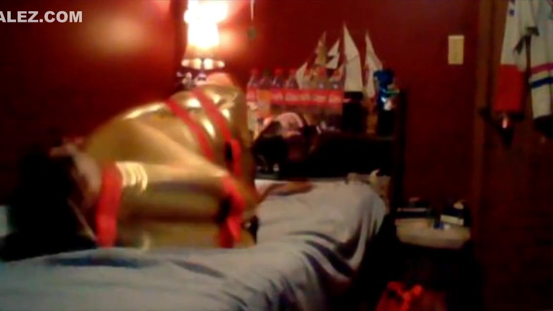 Golden Catsuit Bondage