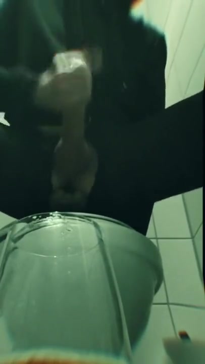 Sissy Tiffani drinks piss like wine – risky masturbation in public toilet