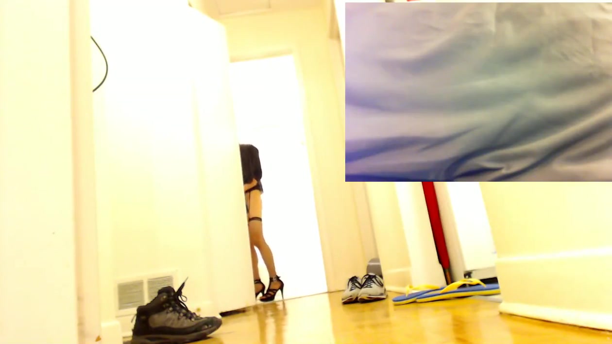 Asian Goth Crossdresser Triss humps pillow with vibrating buttplug