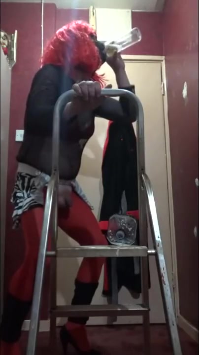 british masked boyfriend drinks his own piss dressed like a sissy slut