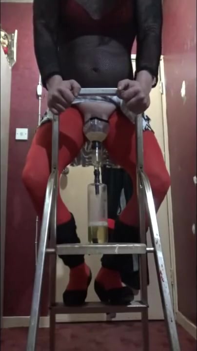 british masked boyfriend drinks his own piss dressed like a sissy slut