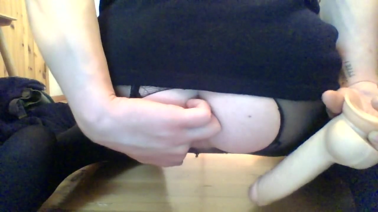 Sissy boy riding a dildo