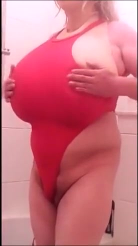 My huge Boobs red Swimsuit