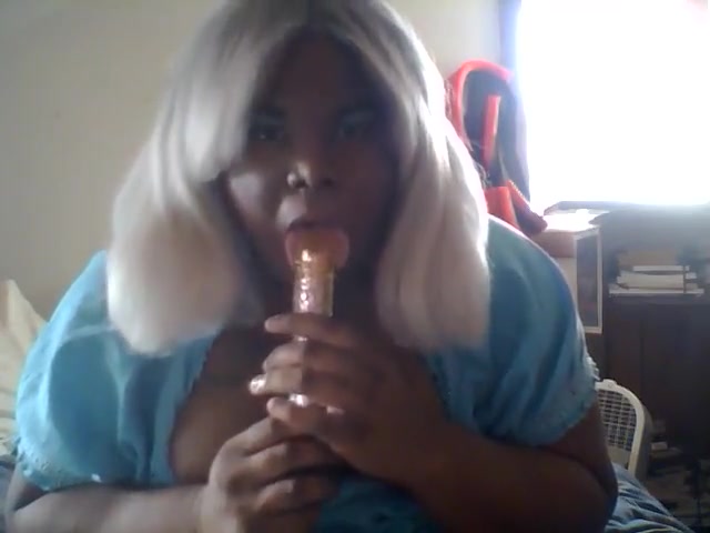 Black Thick Transgender Woman Playing With Her Self