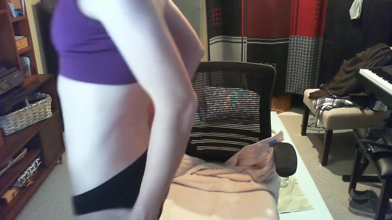 Cute tgirl fingers ass and struggles with a huge vibrator